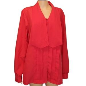 Vintage Women's Blouse Red Long Plus Size 18 Tall
